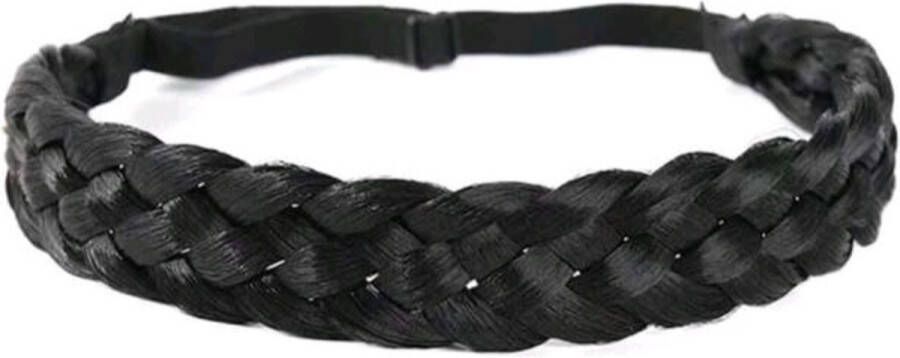 Verstelbare gevlochten haarband met natuurlijke uitstraling haar extensions zwart. Ook geschikt voor meisjes vanaf 12 jaar