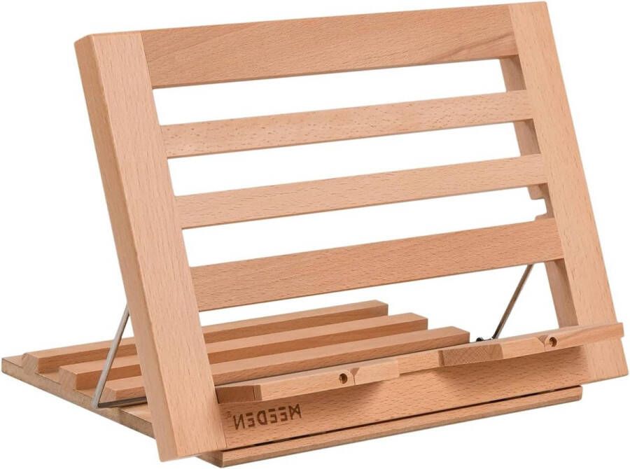 Verstelbare houten kookboekstandaard handsfree lezen receptenhouder met clips 34 x
