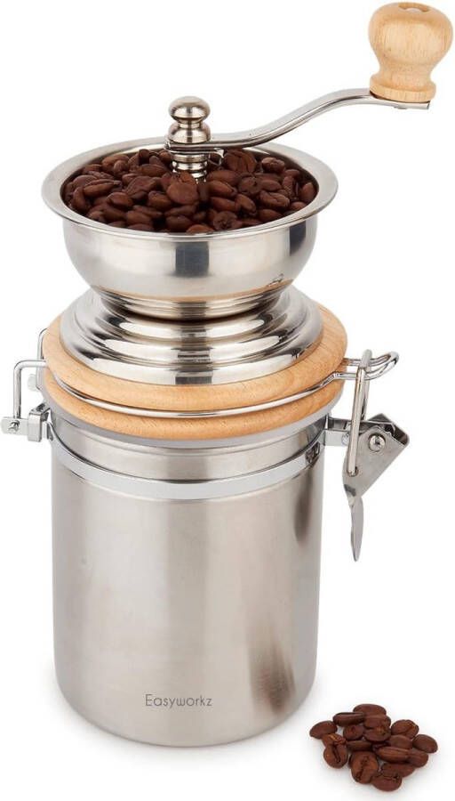 Verstelbare Instelling Handmatige Koffiemolen Hand Roestvrijstalen Koffieboon Grinder Tool voor Espresso Giet Over Koffie Zilver