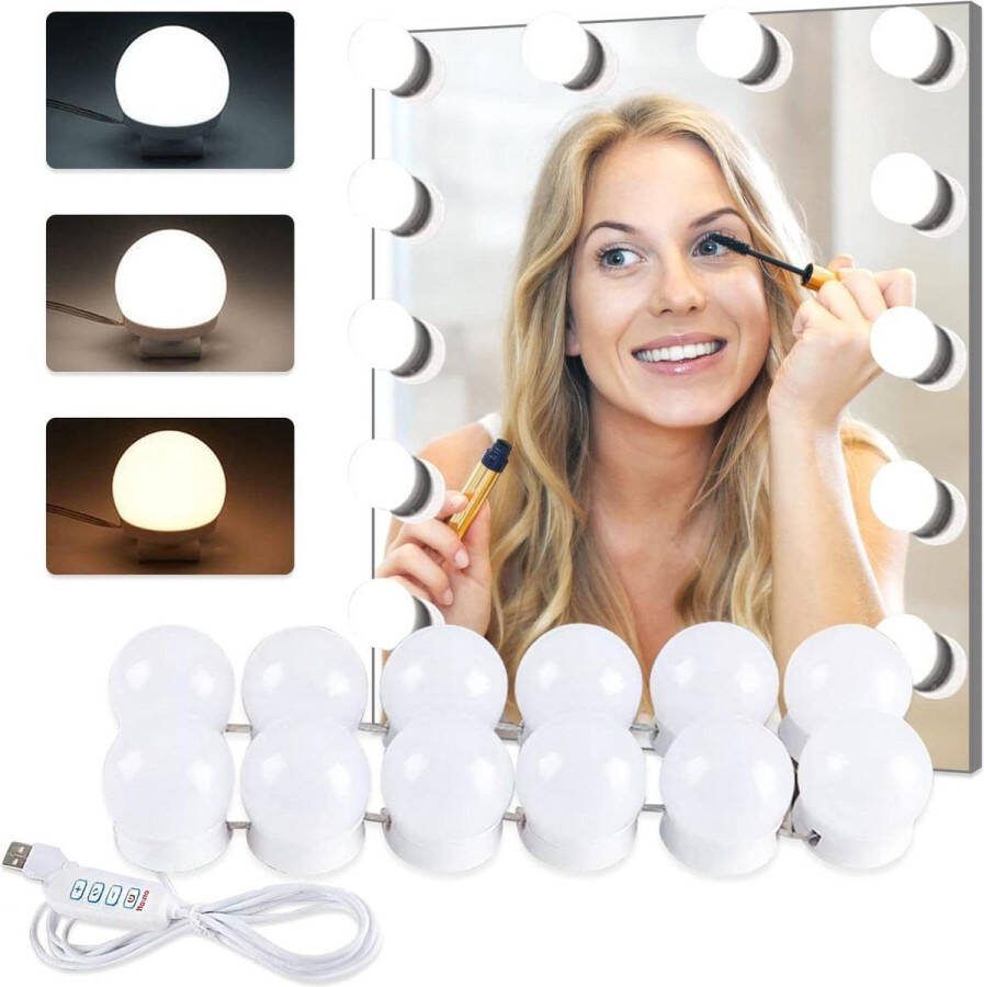 Verstelbare kaptafel lampen dimbaar LED-spiegel licht Hollywood-stijl 3 kleuren make-upspiegel badkamerspiegel