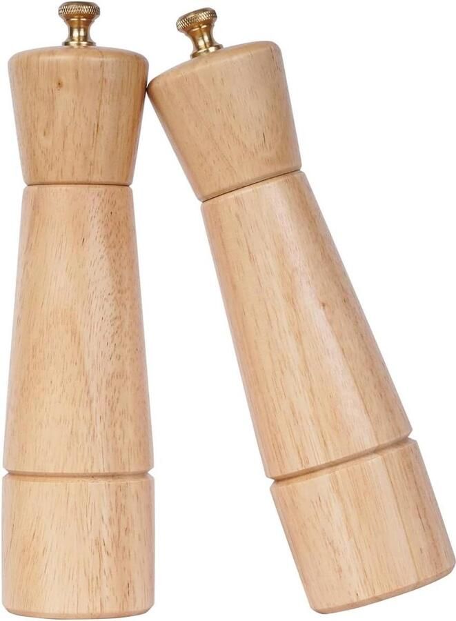 Verstelbare Keramische Zout en Peper Molen Set Roestvrij Stalen Pepermolen Rubber Hout 22 cm Hoogte Bodem Diameter 55 cm (Dienblad NIET Inbegrepen) salt and pepper grinder set copper