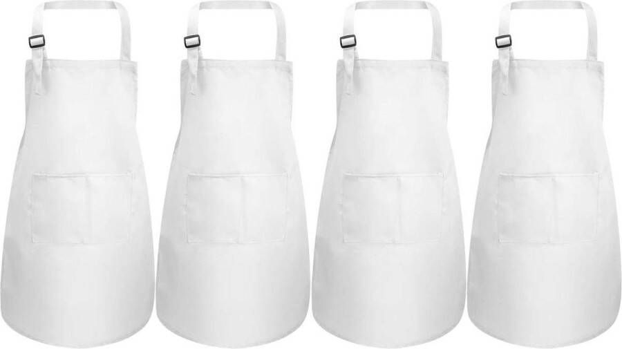 Verstelbare kinderschorten met zakken voor jongens en meisjes 4-delige set peuterchef-kok schorten kinderkeuken tuin slabbetjes voor koken knutselen schilderen bakken