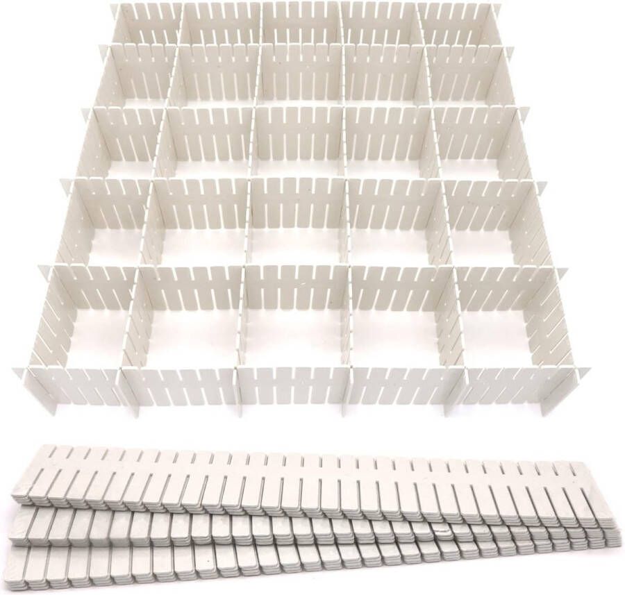 Verstelbare ladeverdeler 24 stuks doe-het-zelf kunststof lade-scheiders 37 x 7 cm organizer voor nette kasten sokken cosmetica schrijfwaren