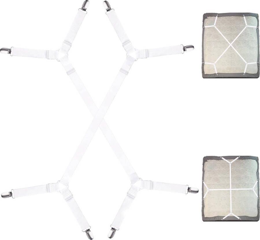 Verstelbare lakenspanner 100-250 cm driehoekige stretcher elastische lakenriemen met metalen clip voor kreukvrije lakens matrassen strijkplanken banktoppers (2 stuks)