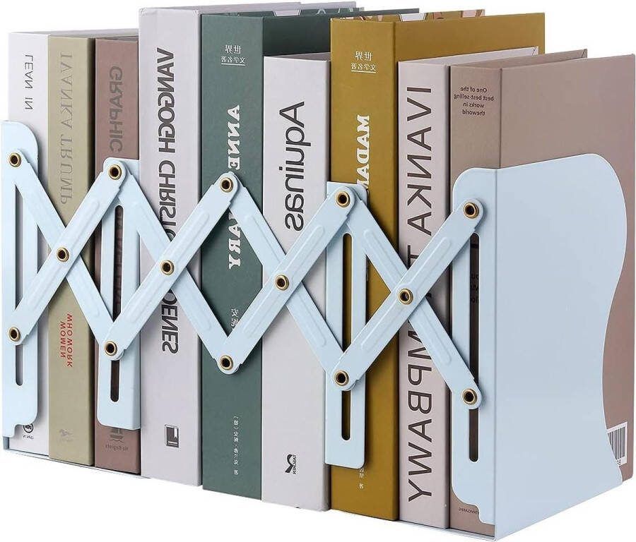 Verstelbare Metalen Boekenhangers Heavy Duty Boekhouder voor Bureau Blauw Book stand