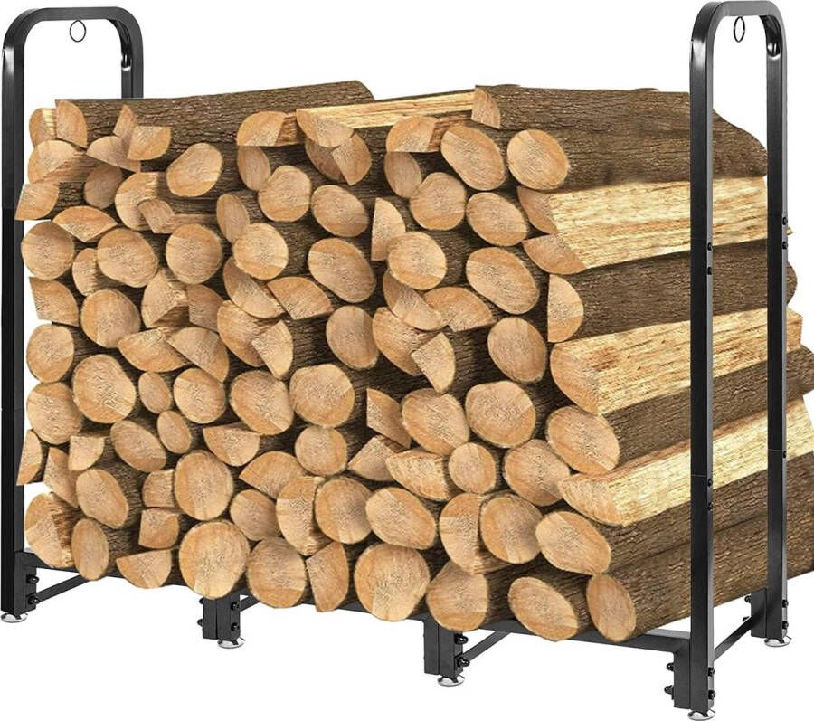Verstelbare metalen houtopslag 120 x 30 x 100 cm Tuin houten plank Houtopslagrek