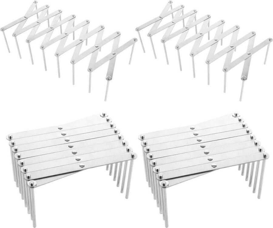 Verstelbare pannendekselhouder 4 stuks roestvrijstaal multifunctionele spaarhouder keuken grill accessoires 9 tot 84 cm verstelbaar