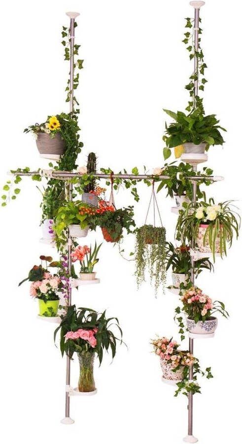 Verstelbare plantenstandaards Binnen plantenrek met 12 dienbladen Roestvrijstalen bloemendisplayrek