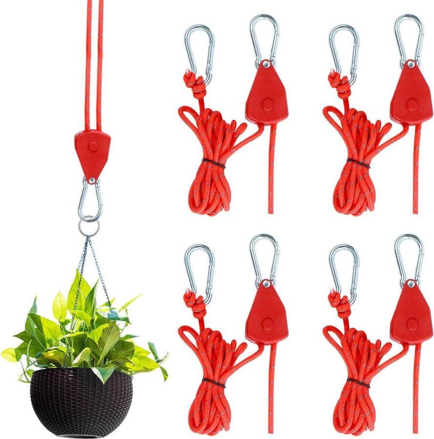 Verstelbare spanbanden met ratel 2m nylon touwratel voor voortentbevestiging camping spantouwen spanband set van 4 Spanbanden met ratel