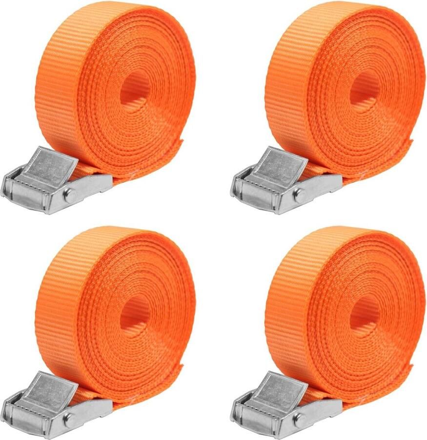 Verstelbare Spanbanden met Ratel 4 stuks 25 mm x 2 m Auto Steekwagen Motorfiets Bagagepakket Camping Vaste Lading Enorm Robuust Spanbanden met ratel