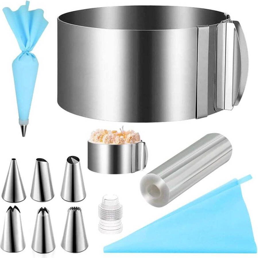 Verstelbare Taartringset 85 cm Roestvrijstalen Taartring 16-30 cm Bakaccessoire Taarten Cake ring