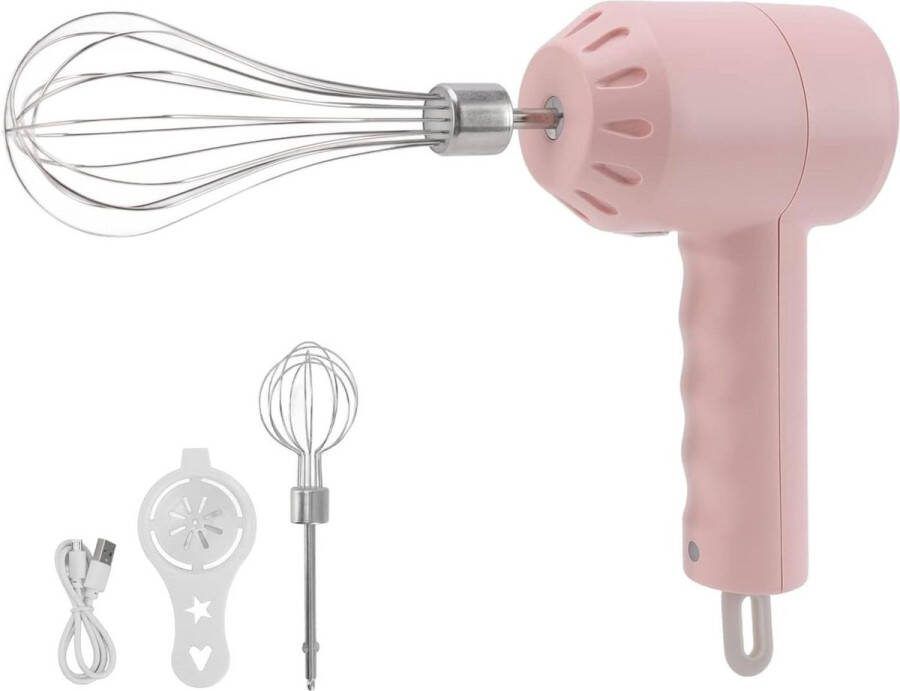 Vertical Egg Beater Handheld Electric Butter Mixer with Wireless Cream Whisk 3 Speeds Quick Changing Automatic Milk Frother Detachable Milkshake Blender Pink
