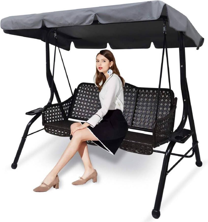 Vervangend dak voor schommelbank 2-zits schommelbank dakhoes tuinschommel overtrek voor schommelbank hangmat waterdichte uv-bescherming dak voor schommelbank outdoor klein grijs 164 x 114 x 15