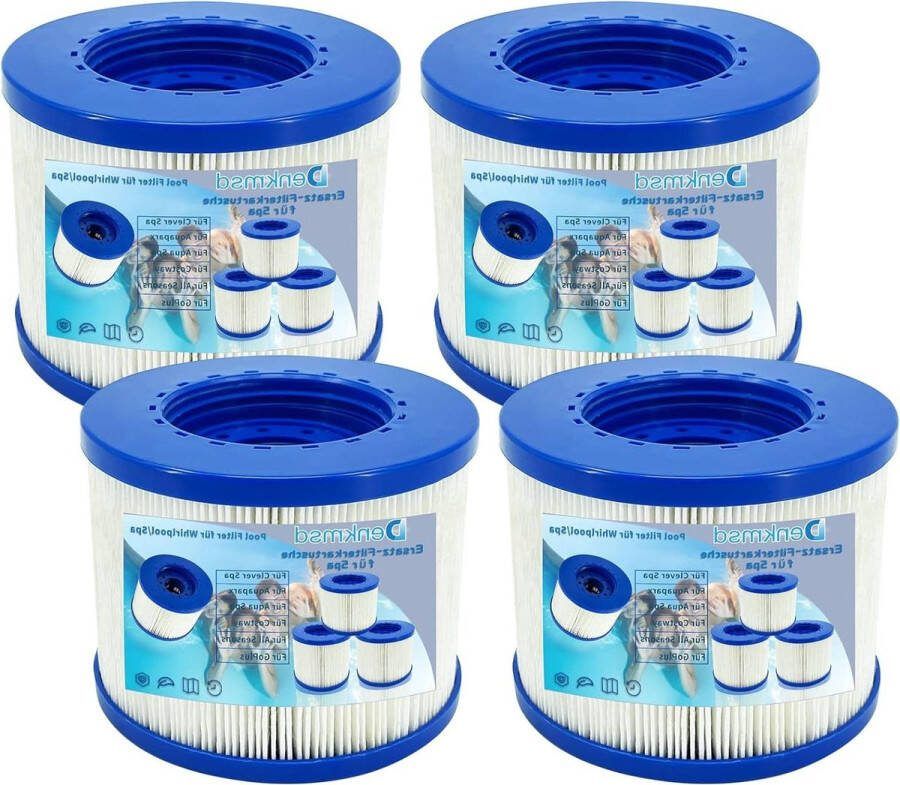 Vervangend filterpatroon voor Wave Spa zwembadfilter 4 stuks met alle seizoenen voor whirlpool spa Clever Spa Aquaparx Aqua Spa Costway GoPlus Wido jacuzzi accessoires