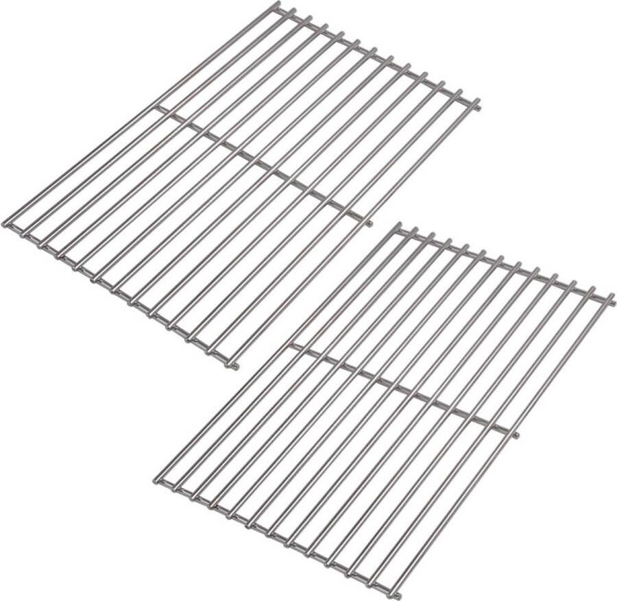 Vervangend grillrooster van roestvrij staal 41 7 x 27 7 cm dikte 6 mm geschikt voor Tepro Toronto zwart model grills