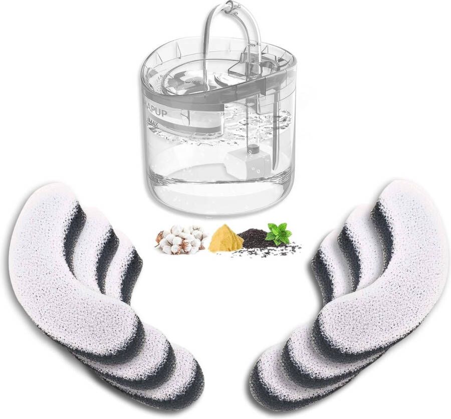 Vervangend Kattenfontein Filters Triple Action Drinkfontein Waterfilter voor HAPUP Kattenwaterfontein 1 8 L Huisdierfontein met Filter Kat Fontein Reservefilter Boogvormig 6 stuks