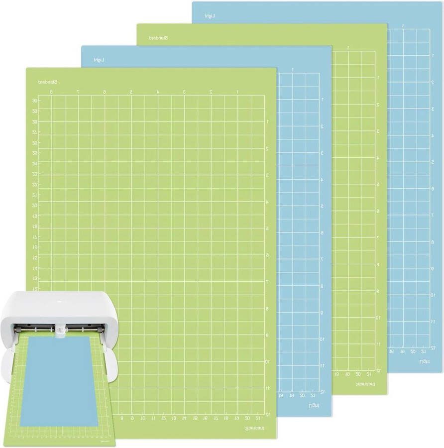 Vervangende kleverige snijmat voor Cri-cut Joy Xtra 215 x 305 cm 2 groene en 2 blauwe matten