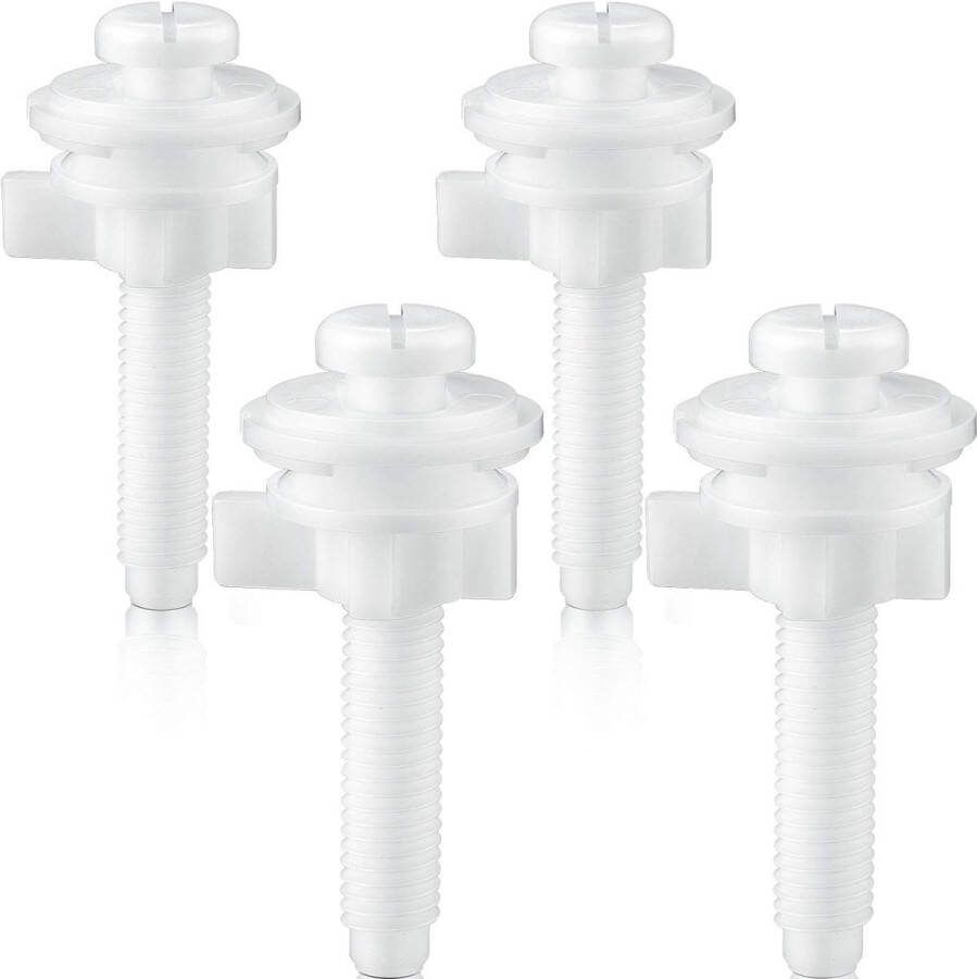 Vervangingsschroeven voor toiletbrillen plastic toiletbrilscharnierboutschroeven met plastic moeren en ringen onderdelenset voor het bevestigen van de bovenste toiletbril schroef wit (4 stuks)