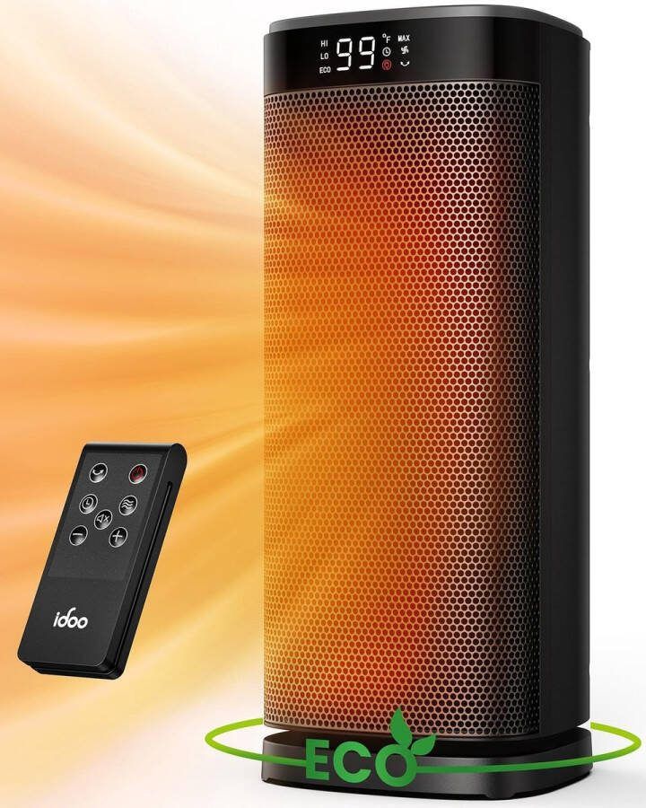 Verwarming Kachel Elektrische Verwarming draagbare PTC-verwarming met ECO-modus 24-uurs timer thermostaat 70° oscillatie meerdere beveiligingen stil en energiezuinig Grijs