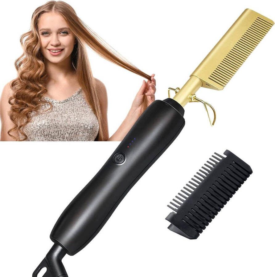 Verwarmingskam Voor Pruiken 3 In 1 Hair Straightener Brush Hot Comb Met LCD Display 120-230 °C Elektrische Kam Haarstyling