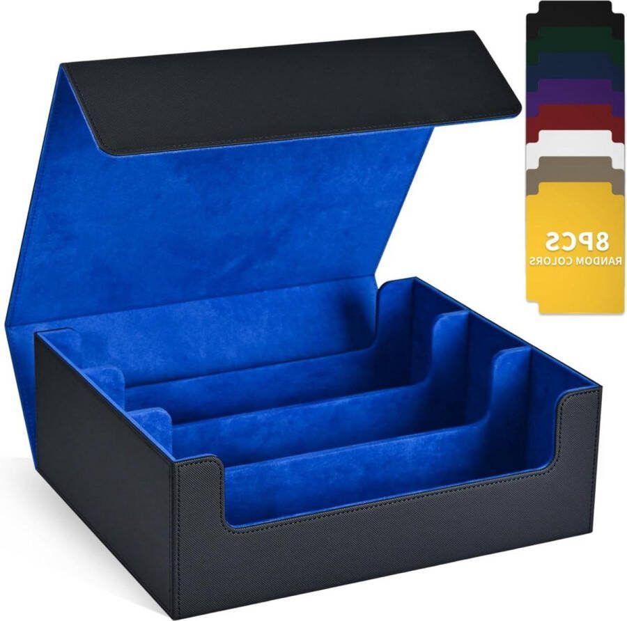 Verzamelkaartenopbergdozen 1800+ kaarten premium magnetische deck boxen lederen deck case scheidingswanden speelkaarten deck box TCG MTG YuGiOh zwart blauw
