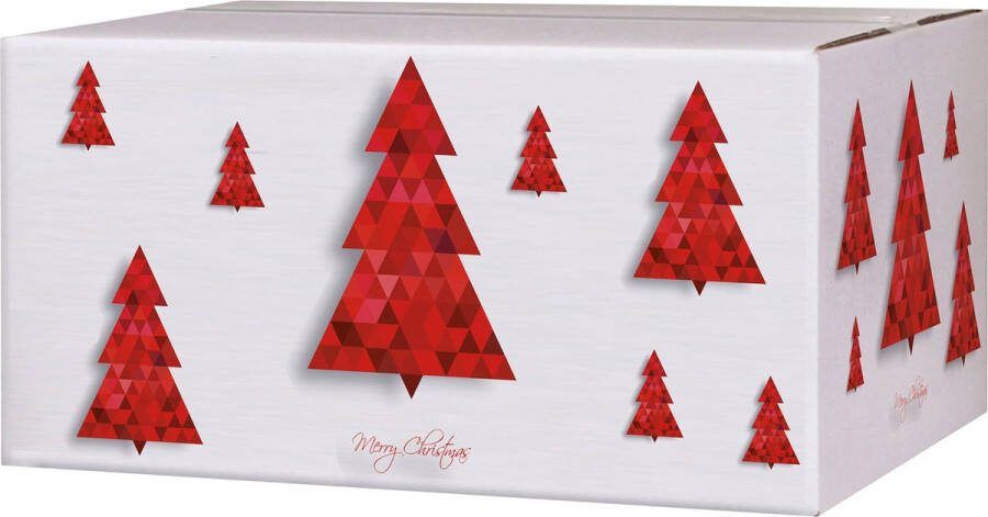 Verzenddozen kerstmotieven tot 30 kg buitenafmetingen 306 x 221 x 150 mm of 406 x 306 x 210 mm fijn golfkarton wit-bruin 20 st