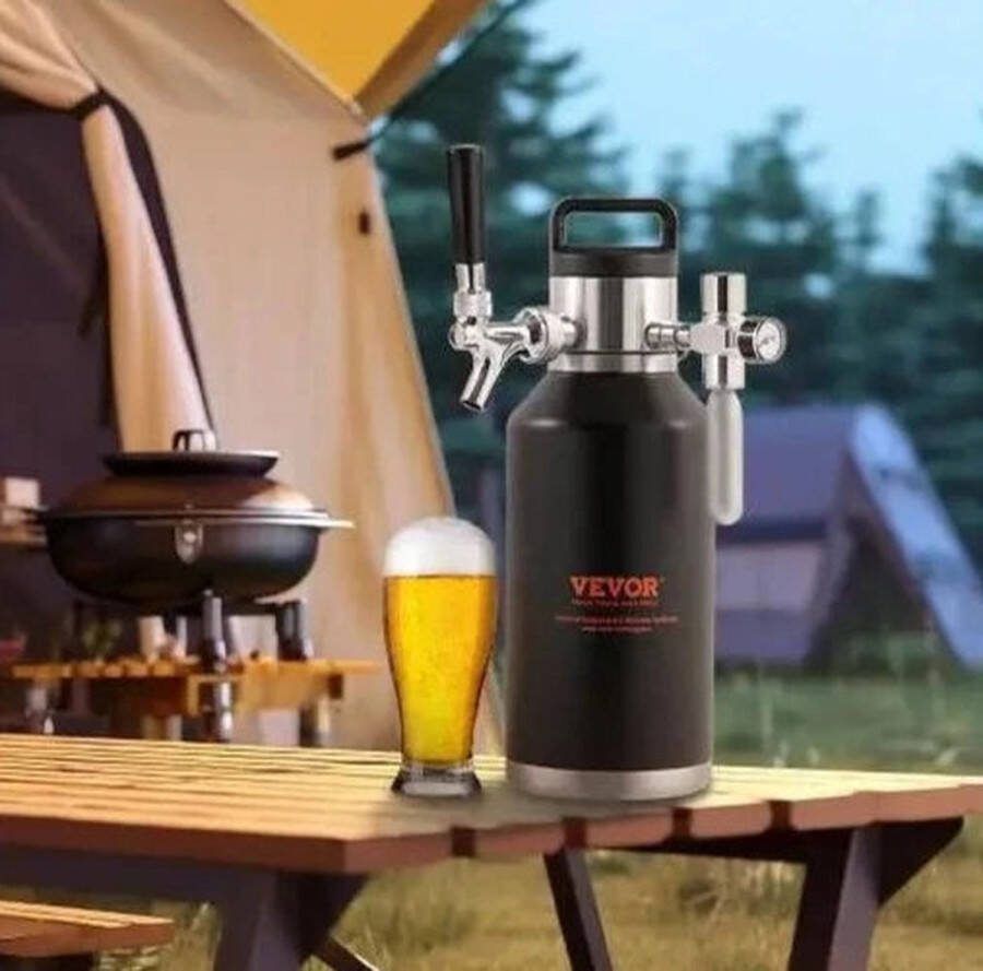 VEVOR Biertap Thuistap 1 9 Liter Koelend Thermoskan Bier