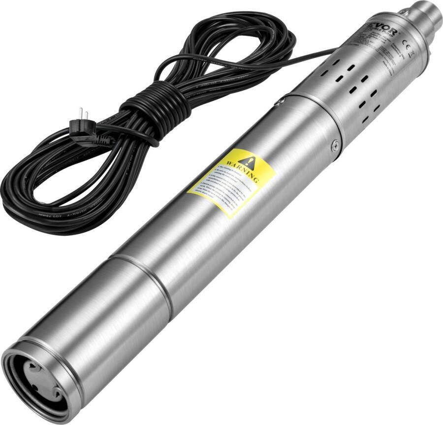 Vevor Diepe put dompelpomp Rioolpomp 550W 2850TPM 35L Min IP68 Grote stroomsnelheid hoge opvoerhoogte water extraheren Zilver