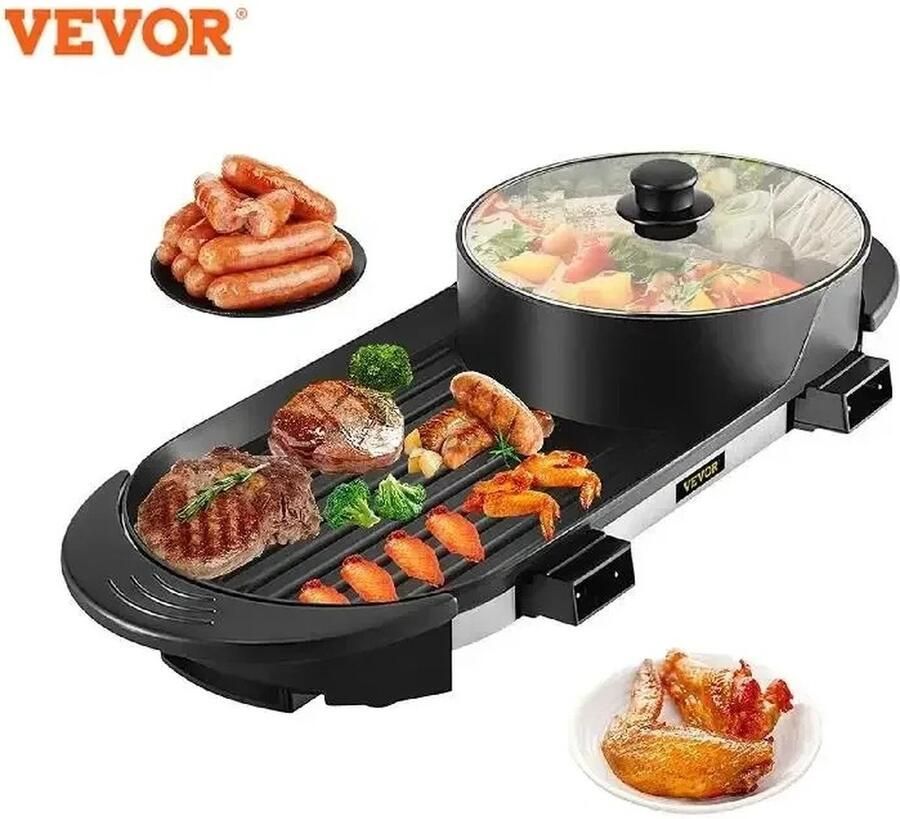Vevor Elektrische BBQ Pan Gourmet Hotpot Electrisch Koreaanse BBQ Korean Grill Party Pan Anti Aanbak