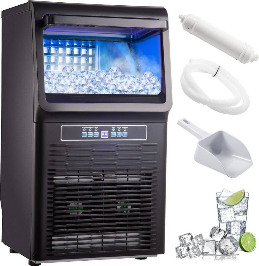Vevor IJsblokjesmachine IJsblokjes machine Ijsklontjes machine Horeca 31 kg ijs per 24 uur 35 cm breed 67 cm hoog wateraansluiting met ijsschep