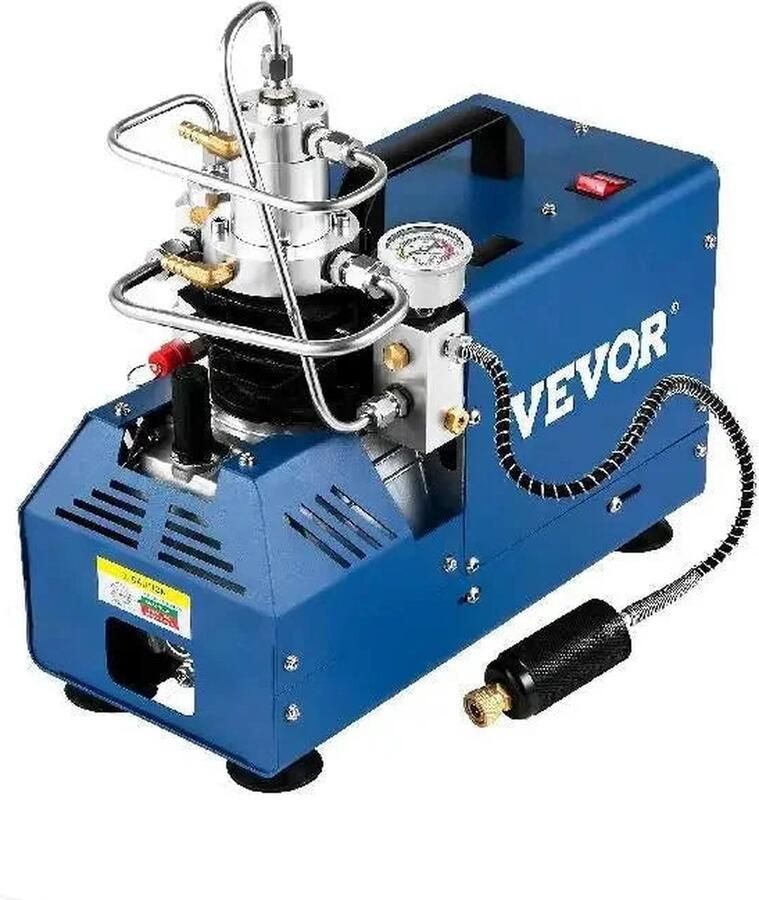 Vevor Luchtcompressorpomp Luchtdruk 1800W 4500PSI 30MPA 300BAR 220V Compressor Draagbare Compressor Blauw