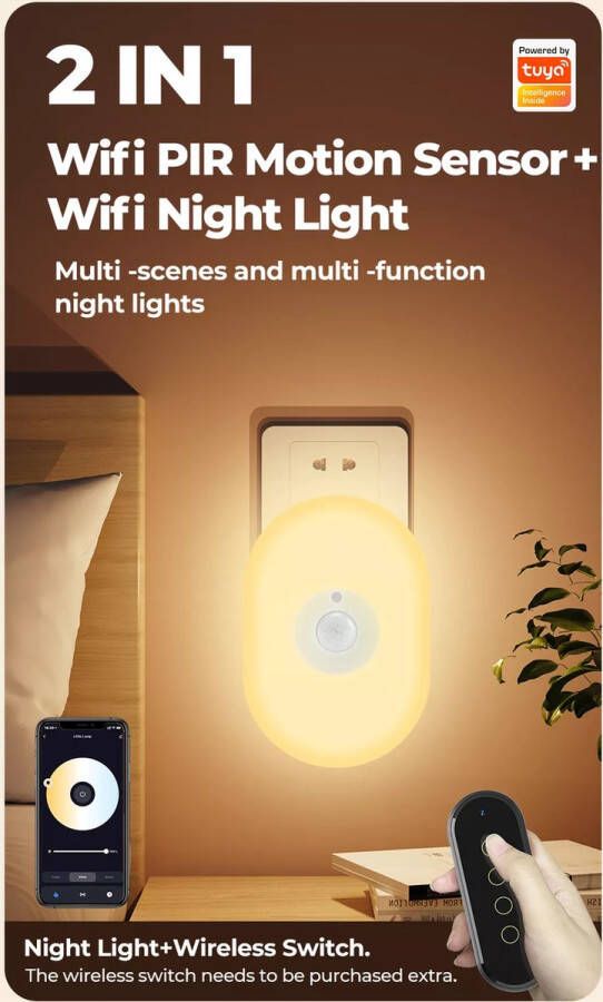 Viatel 2023 New Tuya WIFI Smart Home Light Warm Day Wall Lamp PIR Motion Sensor Light Voice Control LED Night Light