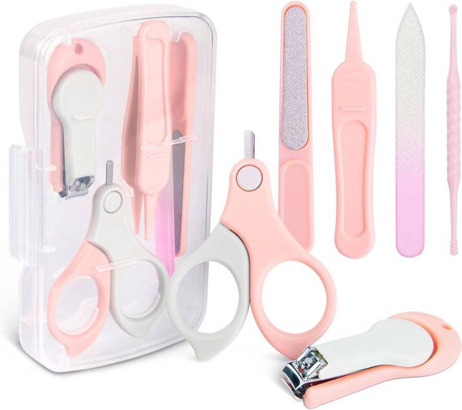 Vicloon Baby Nail Kit 6 stuks Baby Nail Care Tool Baby Nail Care Set Manicure Set Inclusief Nagelknipper Ronde Schaar Earpick Nagelvijl en Pincet voor Pasgeborenen Baby Peuter Kinderen
