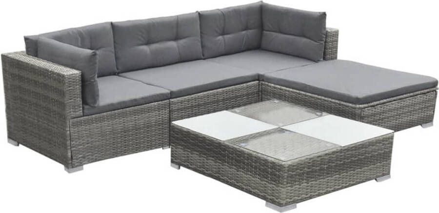 Merkloos Sans marque VidaXL Loungeset Poly Rattan -14-delig Grijs