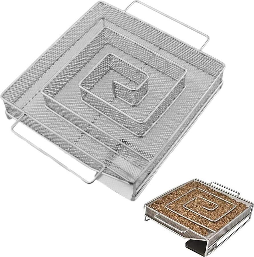 Vierkant rookgenerator-Roestvrij staal koude rookgenerator-Koude rookgenerator voor kogelgrill rookoven en rookoven-Herbruikbaar-15*15*4cm-Smokerbox
