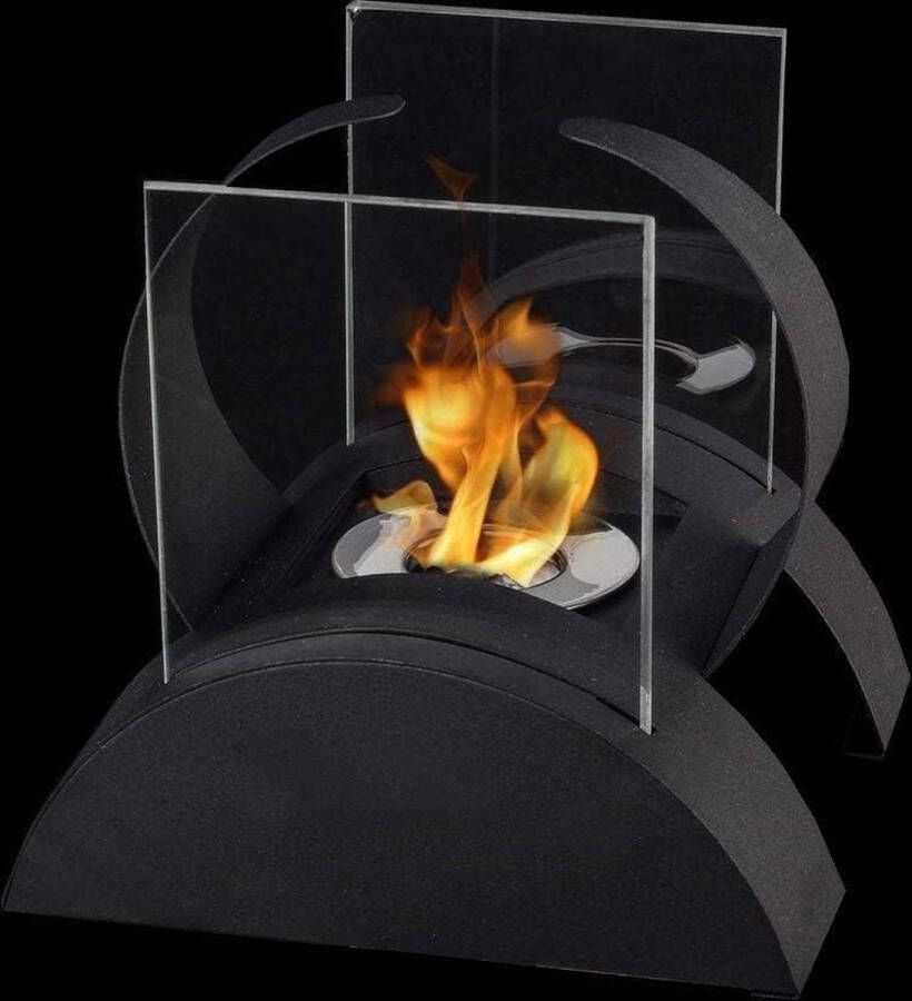 Vierkante Bio-ethanol Haard met Tweezijdig Glas 19cm Hoge Tafelhaard Pits Verwarming voor Binnen Buiten Balkon Woonkamer HTML Inhoud Nodig JHY DESIGN Tafelhaard