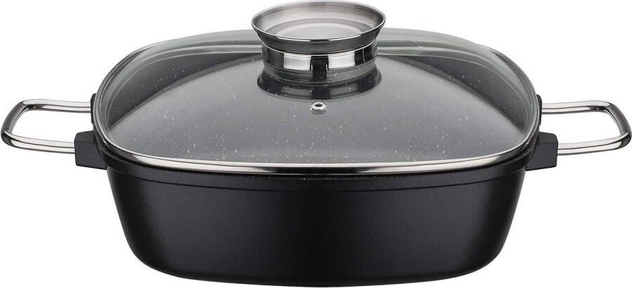 Vierkante Braadpan Gourmet Graniet Aluminium Zwart 28x28 cm Hoogwaardige Kwaliteit