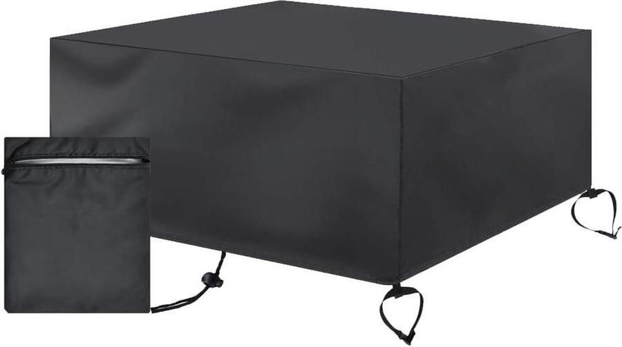 Vierkante Fire Pit Cover Heavy Duty 420D Oxford Doek Waterdichte Terrasmeubelhoes Anti-UV Tuinmeubelhoes Rechthoekige Hoes Tuinmeubilair Trekkoordsluiting V1C06 (84 x 84 x 44cm)