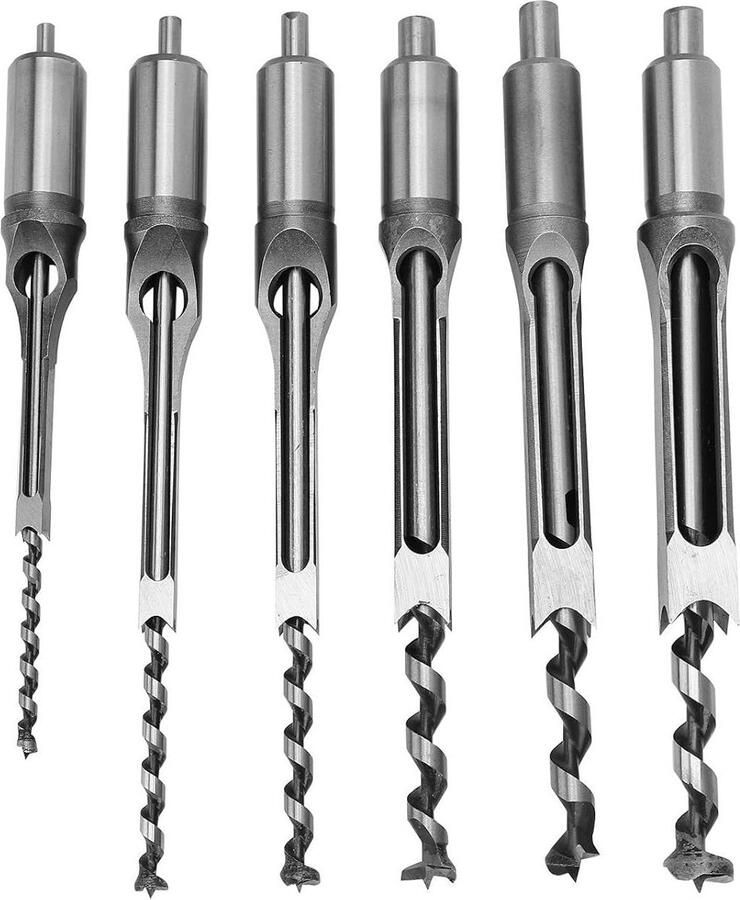Vierkante gatenboren set voor houtbewerking 6 stuks spiraalboor kits 64 mm 8 mm 95 mm 127 mm 14 mm 16 mm