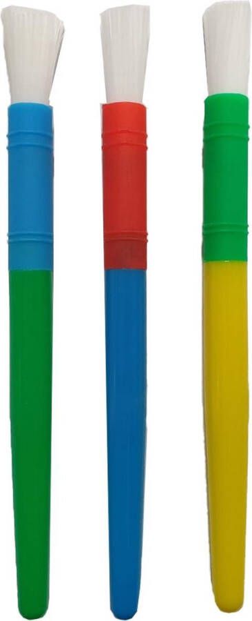 Merkloos Vierkante kleurrijke dikke verfborstels penselen 3 stuks in verpakking
