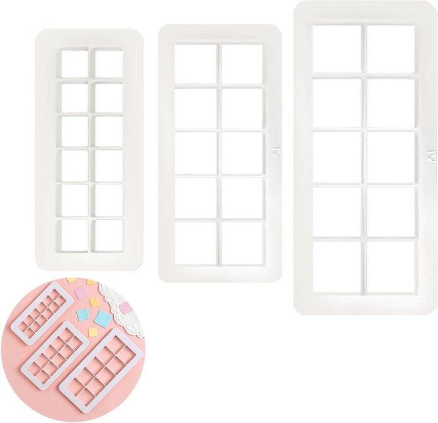Vierkante koekjessnijders Set van 3 Fondantsnijder Taartsnijder Koekjessnijder Bakken en decoreren Taartsnijder