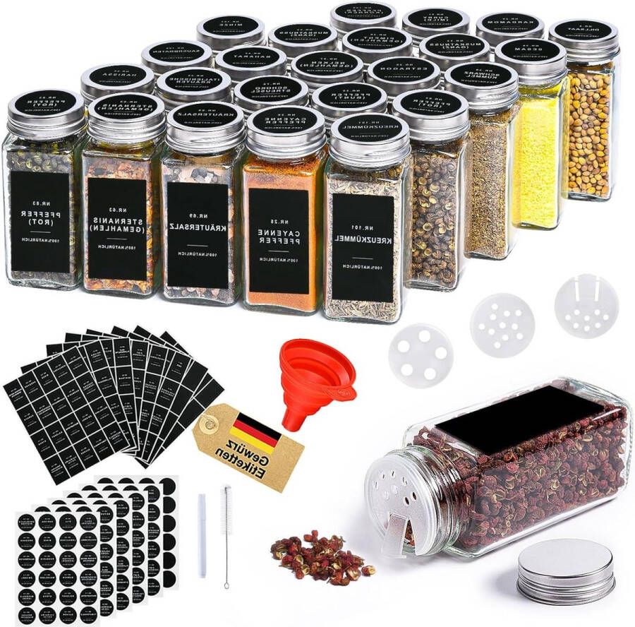 Vierkante Kruidenpotjes 25 Stuks 120 Ml Strooi-Inzet Koker Kruidenetiketten Organisator Voor Kruidenopslag Keukenkast Camping Lade Kruidenpotjes vierkant