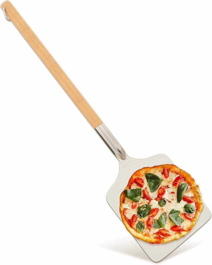 Vierkante Pizzaschuiver 35x30cm Alu Verwijderbaar Houten Handvat Pizza Lifter voor Pizza Oven Broodschuiver Pizzaschep