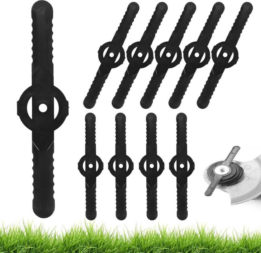 Viitech Reservemes voor grastrimmer 60 stuks kunststof reservemessen 14 cm kunststof messen grastrimmer accessoires kunststof messen voor grasmaaiers met wisselmes zwart