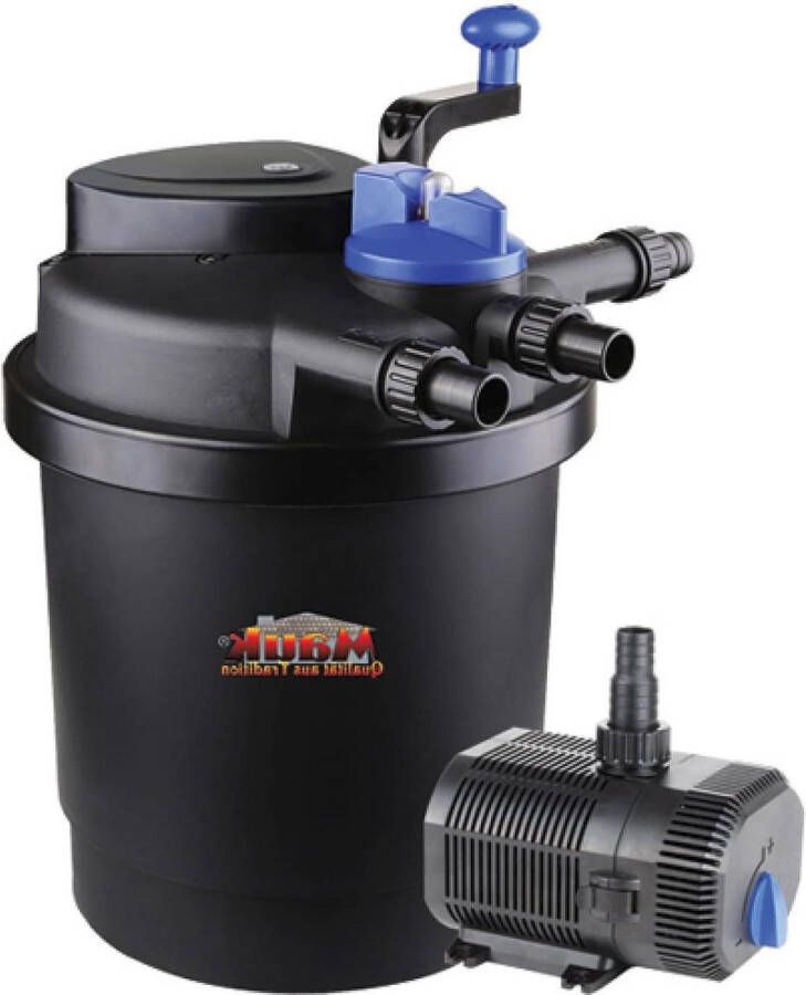Vijverfilter met druk complete set 11 W UVC-zuiveraar Spin Clean pomp & beekloopfunctie 6000 liter Vijverfilter