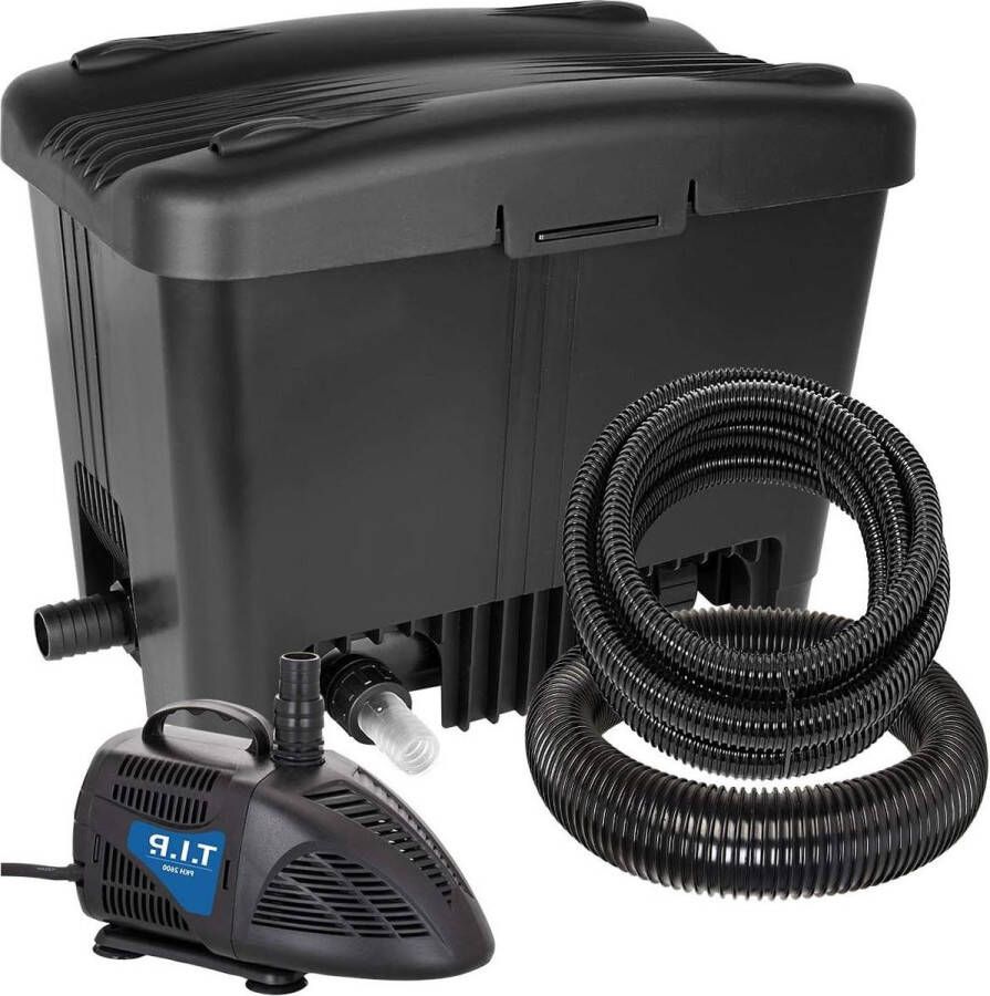 Vijverfilter Voor Grote Vijvers Tot 10.000 Liter UV-C 11 Watt Nat-En-Droogtechnologie Met Verschillende Efficiëntieniveaus Compleet Systeem Voor De Vijver Zwart Vijverfilter