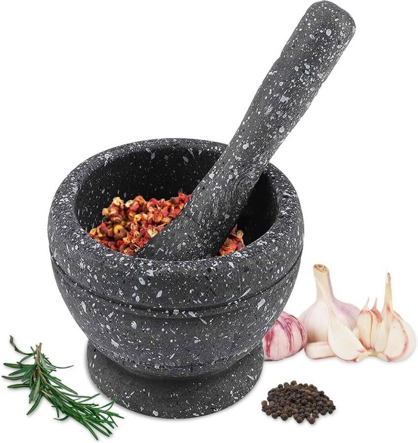 Vijzel en Stamper Grinder Kom Staaf Hamer Saus Knoflookstamper Handmolen Crusher Keuken Gadgets Kruiden Spice Tools Zwart graniet graan