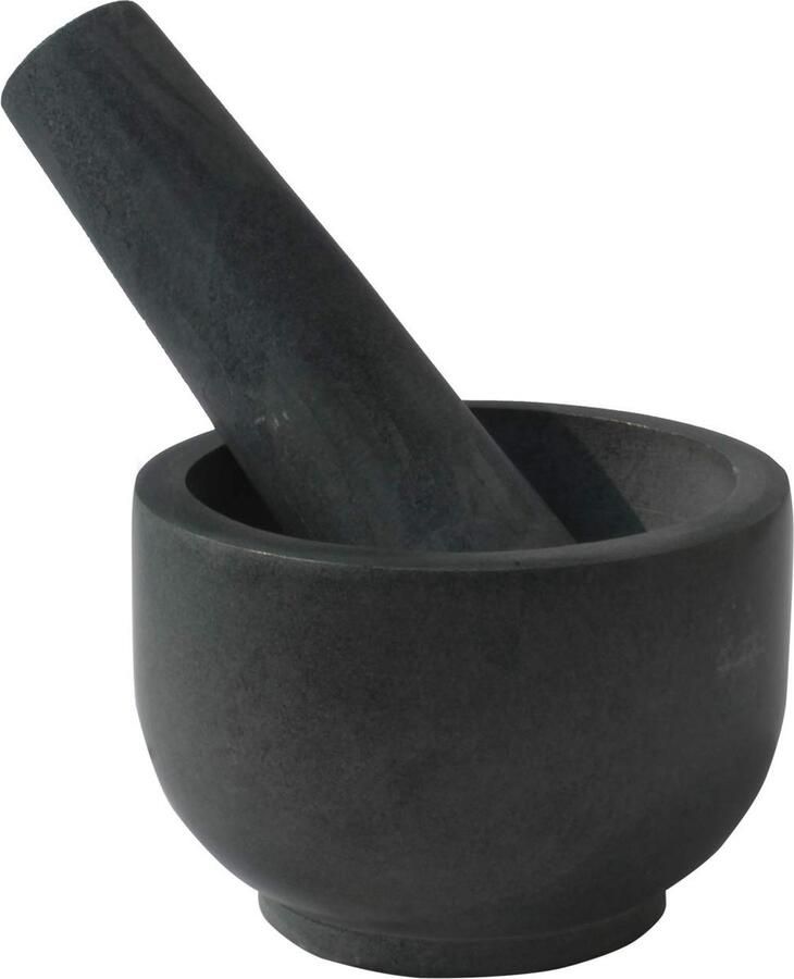 Vijzel en stamper van steen voor het malen van specerijen pesto-poeder kruiden hakken van tabletten normale grootte (vijzel: 9 52 cm x 6 98 cm stamper: 12 7 cm x 3 81 cm)