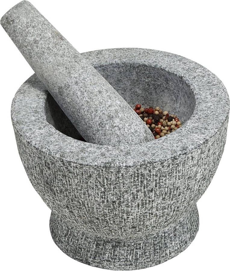Vijzel met stamper diameter 18 cm hoogte 12 cm graniet