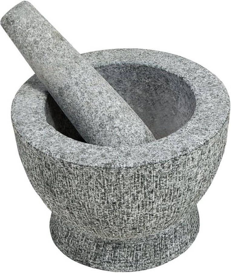 Vijzel met stamper diameter 18 cm hoogte 12 cm granieten vijzel